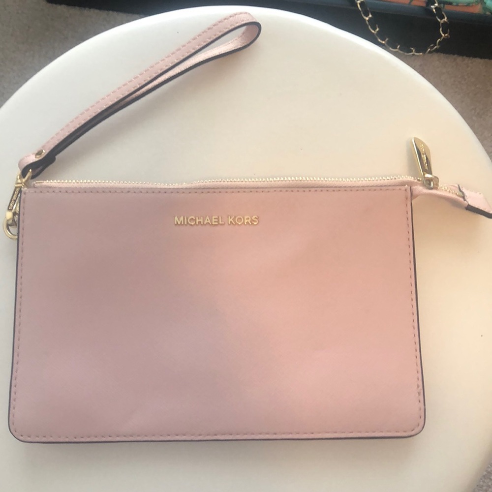 Michael kors wristlets pale pink w/ gold accents